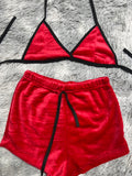 Rojo Top Con Short Afelpado