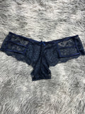 Líneas Delanteras Azul Oscuro Tanga De Dama