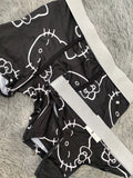 Hello Kitty Contorno Blanco Fondo Negro Duo XL Con Tanga
