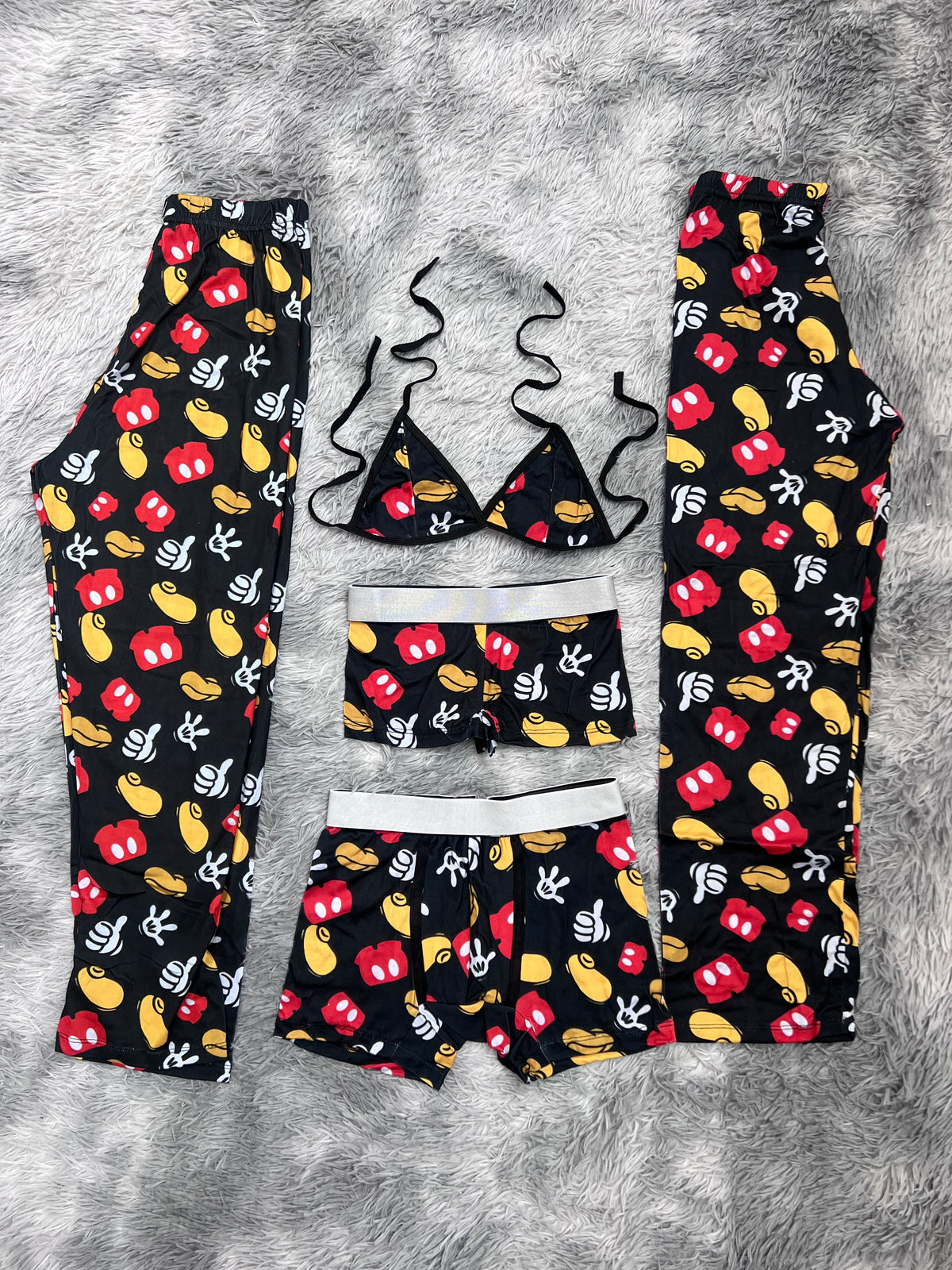 Mickey Mouse Ratón Fondo Negro Pijama De 5 Piezas