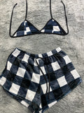 Cuadros Blanco Y Negro Top Con Short Afelpado