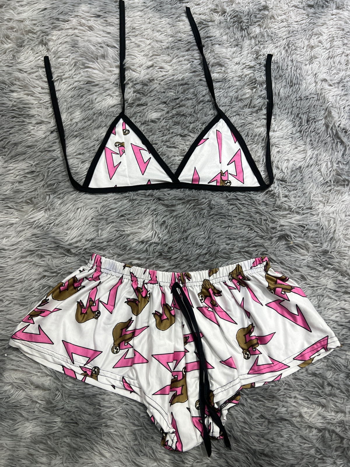 CT Blanco Y Rosa Top Con Short Brush