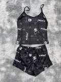Kuromi Cuadros Negros Blusa Con Short