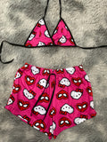 Spider Kitty Fondo Rosa Fuerte Top Con Short Brush