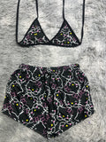 Hello Kitty Negro Con Rosa Y Amarillo Top Con Short Brush