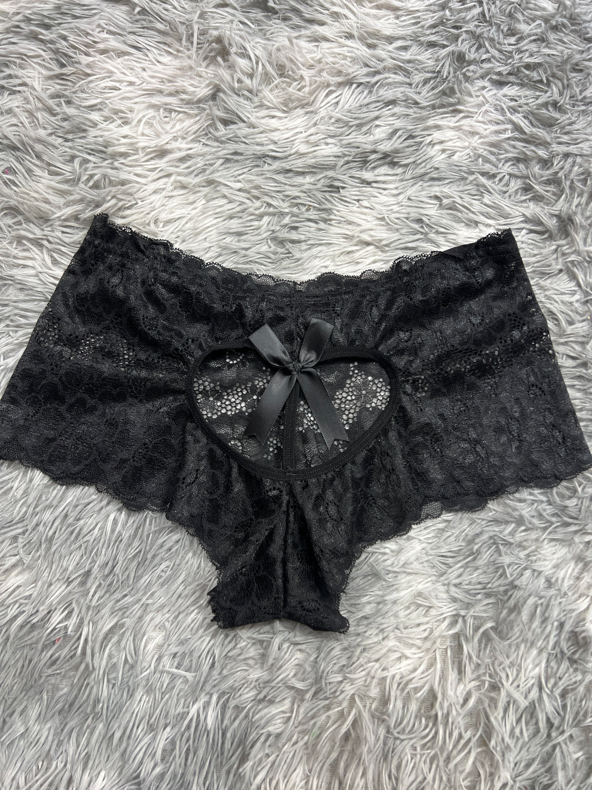 Cachetero Con Corazón Atras Negro Tanga De Dama