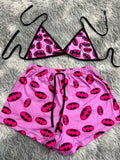 Batman Logo Fondo Rosa Top Con Short Brush