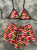 Grinch rayado rojo y blanco Top Con Short Unitalla De Afelpado