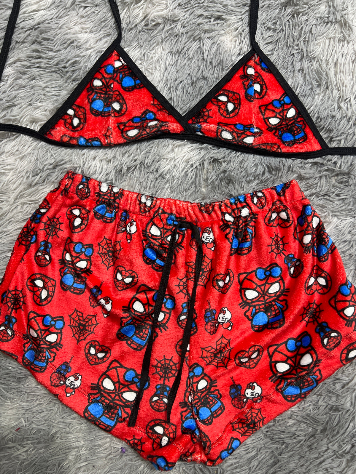 Spider Kitty Rojo Top Con Short Afelpado