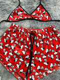 Snoopy Rojo Top Con Short Afelpado