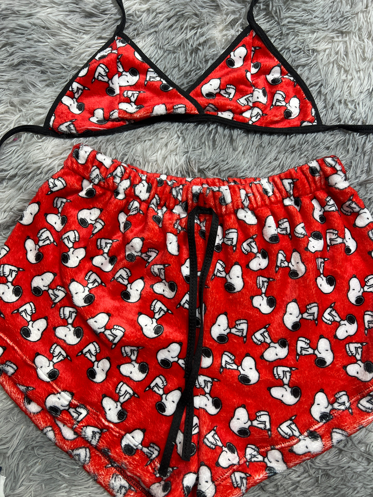 Snoopy Rojo Top Con Short Afelpado