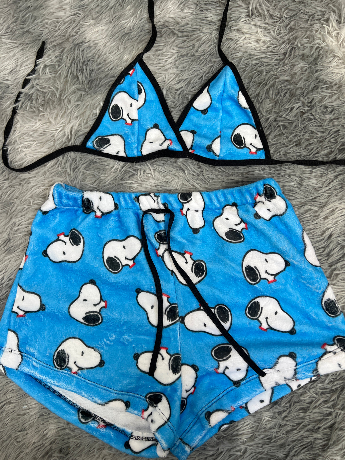 Snoopy Azul Top Con Short Afelpado