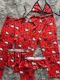 Spider Kitty Corazones Rojos Pijama De 5 Piezas