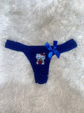 Hello Kitty Gruesa Color Azul Rey Tanga De Dama