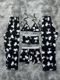 Snoopy Fondo Negro Pijama De 5 Piezas