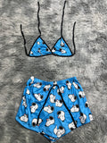 Snoopy Azul Cara Top Con Short Brush