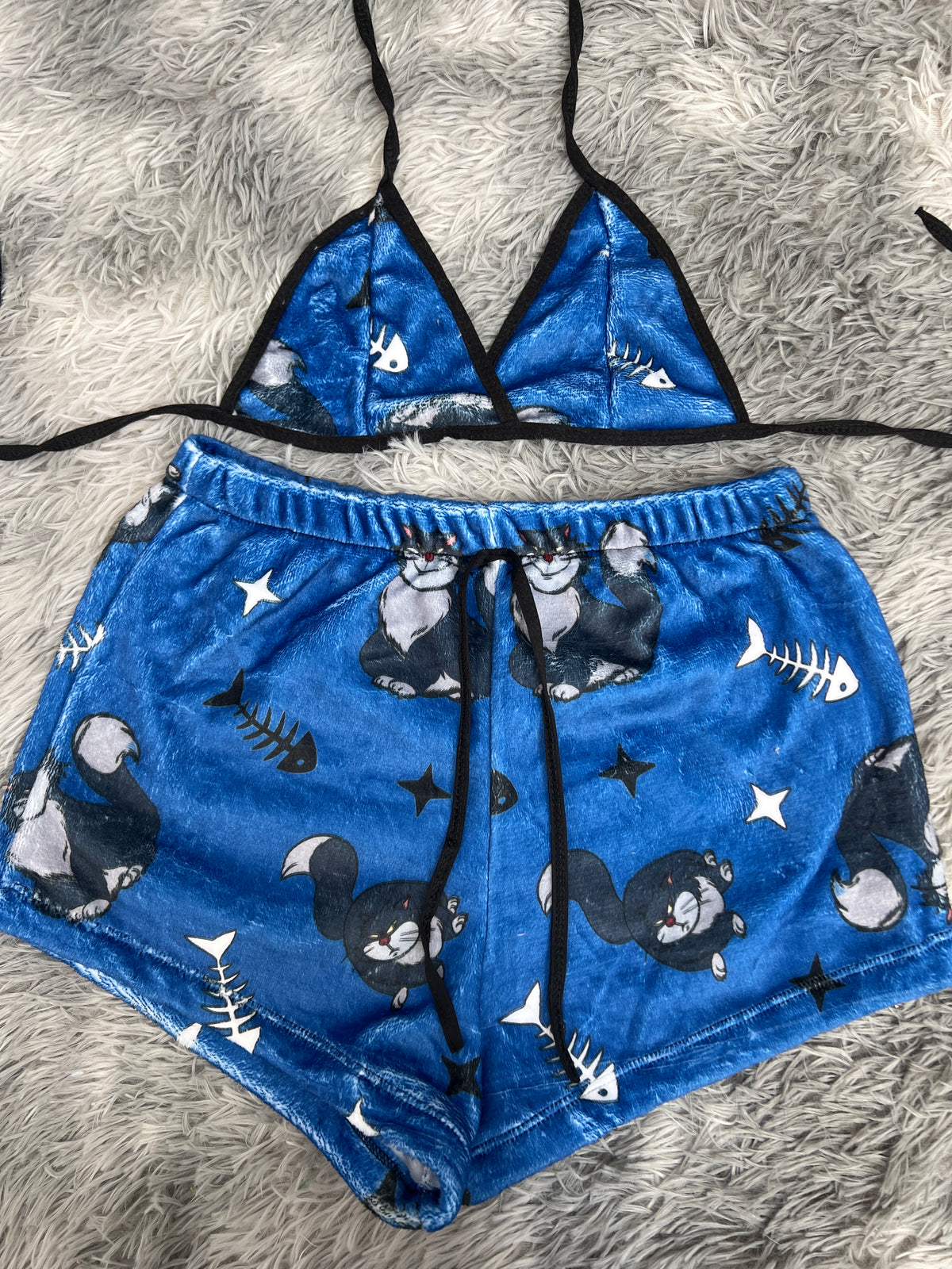 Lucifer Gato Azul Top Con Short Afelpado