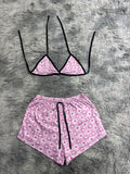 Cuadros Y Corazones Rosas Top Con Short Brush