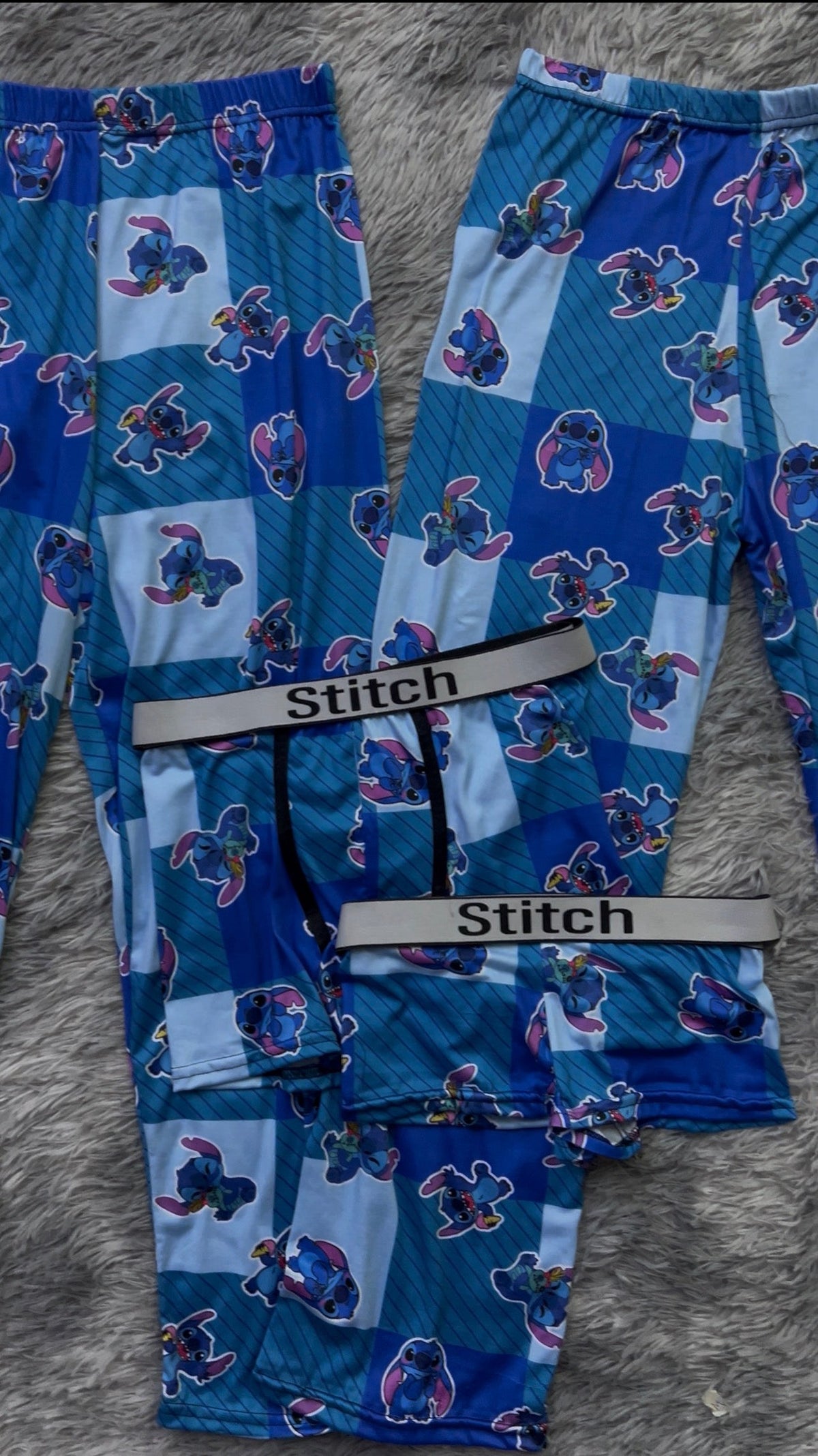 Stitch Cuadros Azules Pijama De 5 Piezas