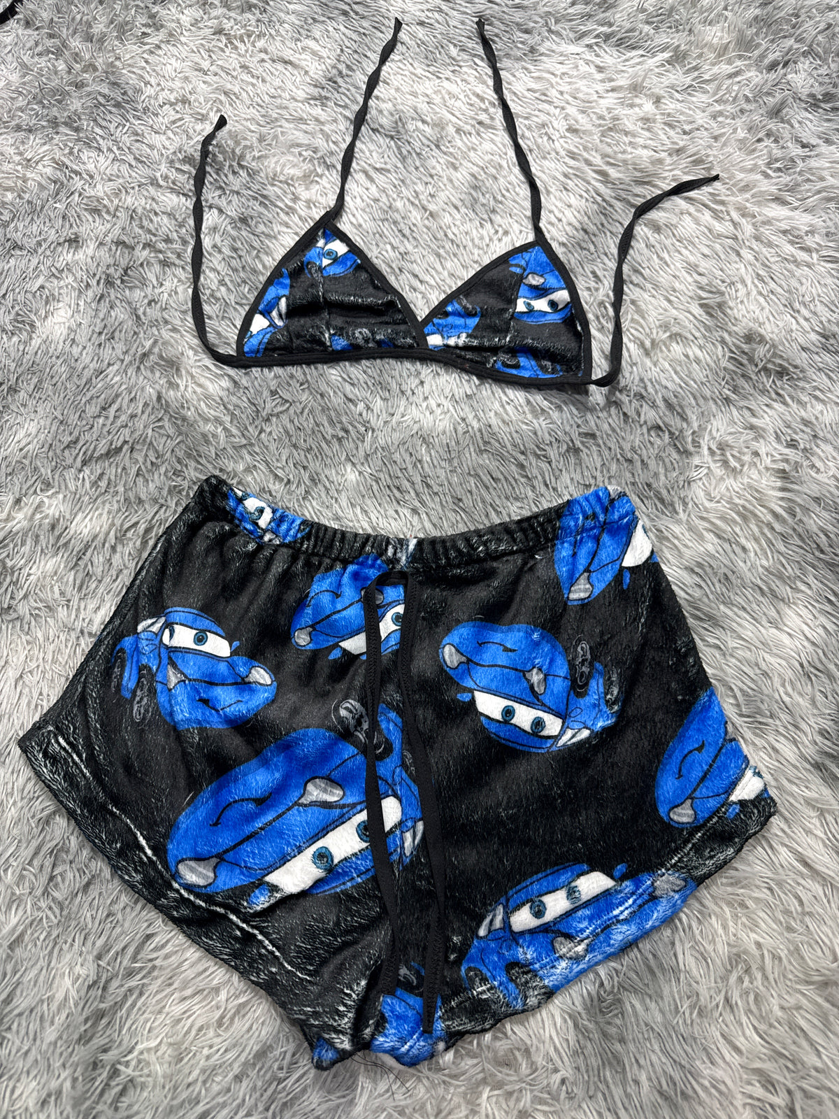 Cars Azul Top Con Short Afelpado