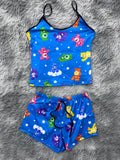 Ositos Carinosos Fondo Azul Blusa Con Short