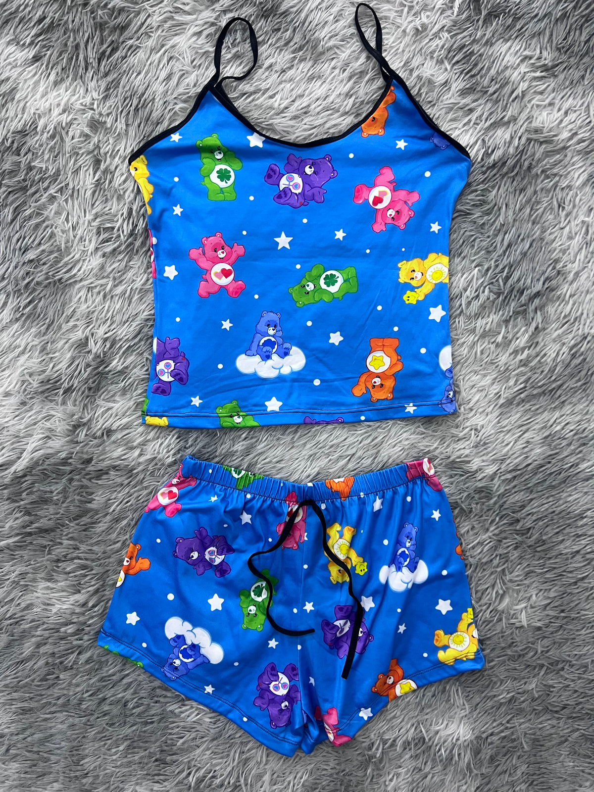 Ositos Carinosos Fondo Azul Blusa Con Short