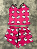 Hello Kitty Caras Fondo Rosa Blusa Con Short