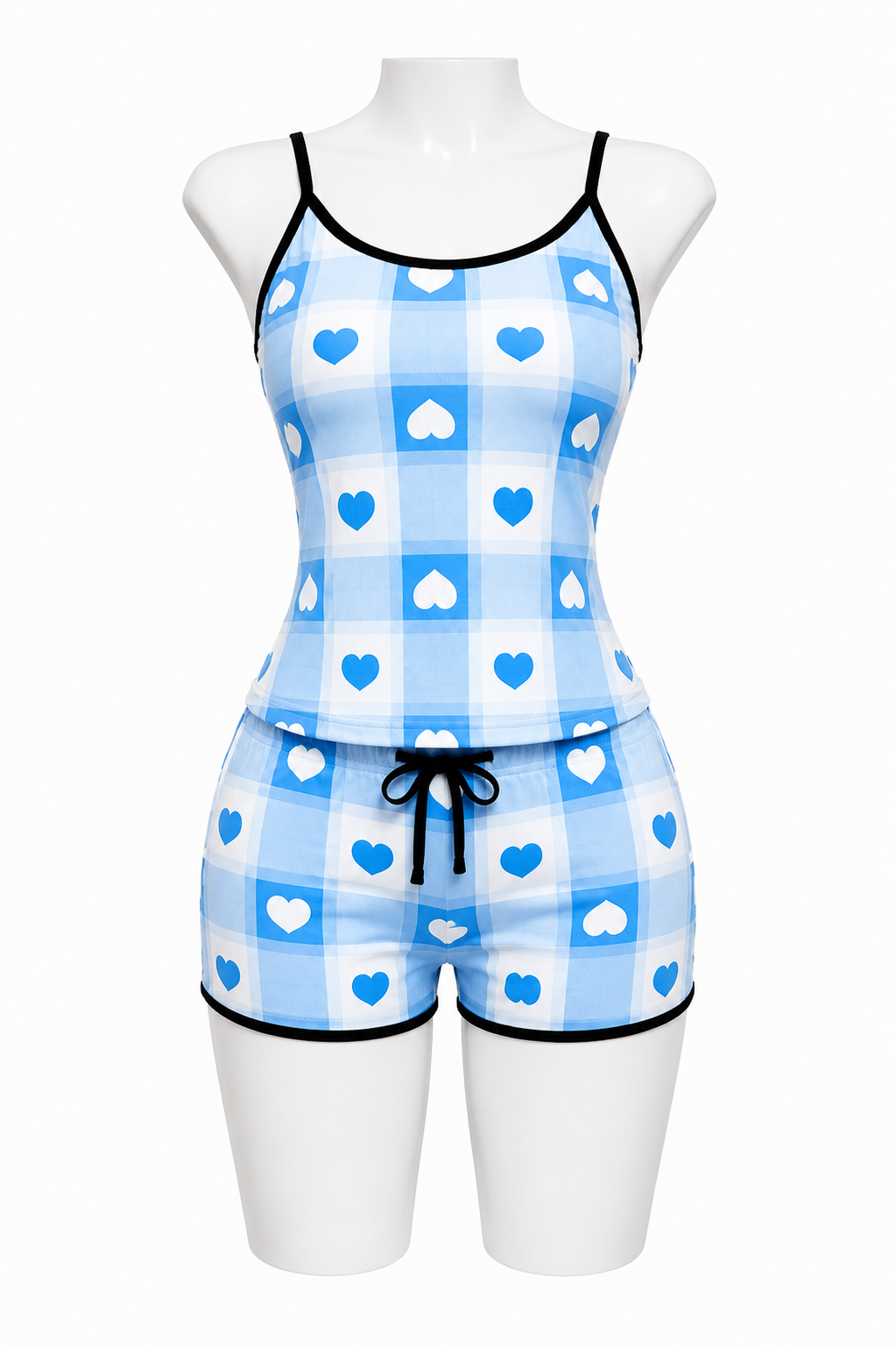Corazón Azul Cuadros Blusa Con Short