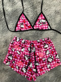 Hello Kitty Cuadritos Rosa Top Con Short Afelpado