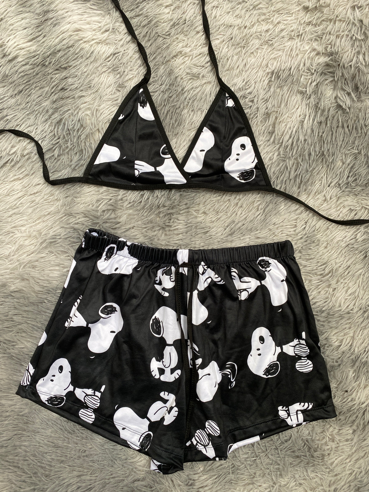 Snoopy Negro Top Con Short Brush