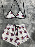 Corazones Morados Top Con Short Brush