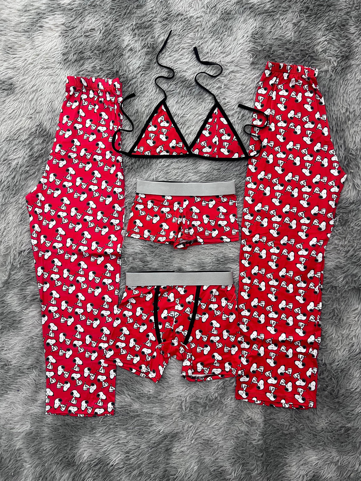 Snoopy Fondo Rojo Pijama De 5 Piezas