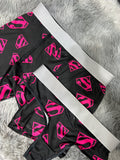 Superman Rosa Fondo Negro Duo Unitalla Con Tanga