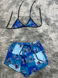 Stitch Cuadros Azules Top Con Short Brush