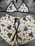 Grinch navideño fondo blanco Top Con Short Unitalla De Afelpada (copia)