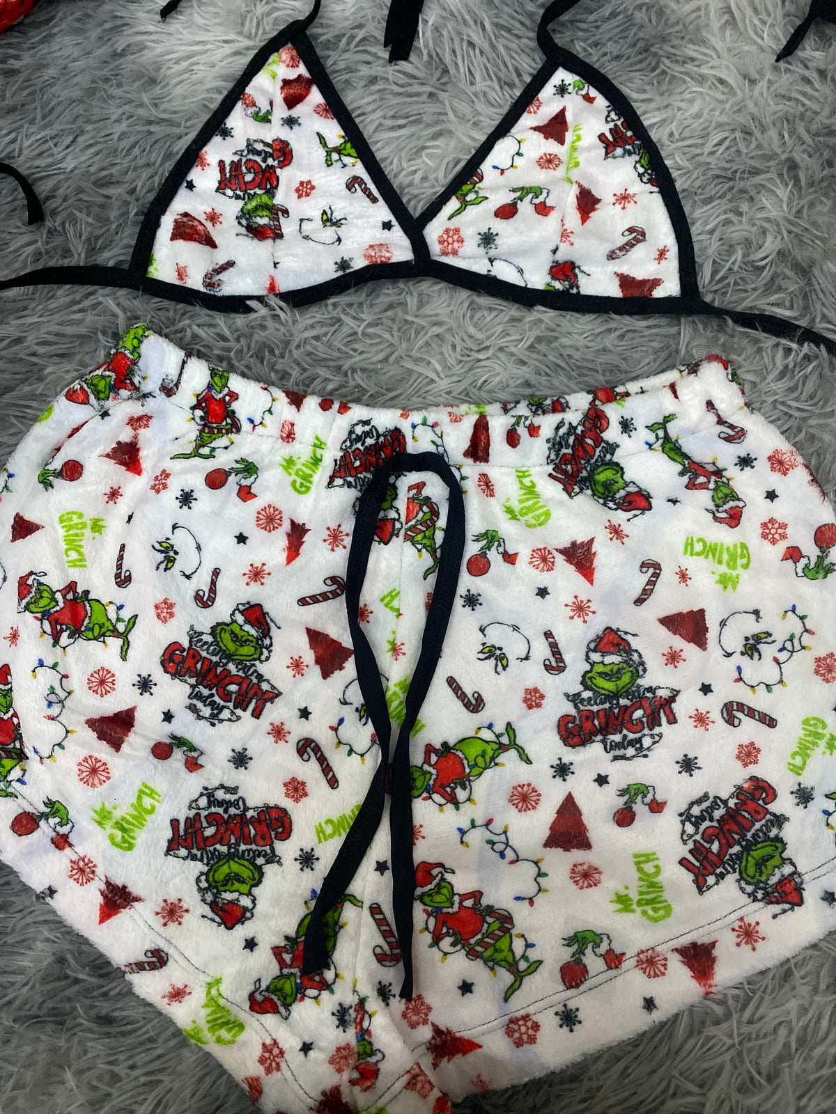 Grinch navideño fondo blanco Top Con Short Unitalla De Afelpada (copia)