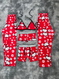 Hello Kitty Flor Roja Pijama De 5 Piezas
