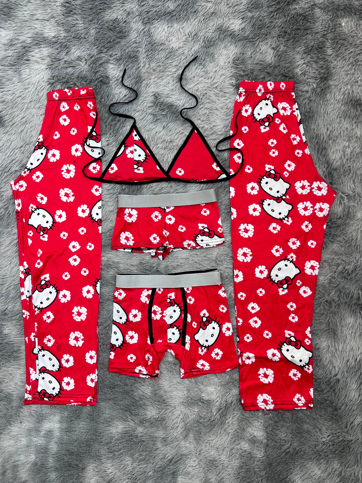 Hello Kitty Flor Roja Pijama De 5 Piezas