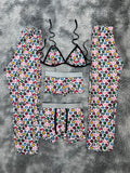 Superheroes Caras Fondo Blanco Pijama De 5 Piezas