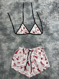 Cerezas Blanco Y Rojo Top Con Short Brush