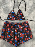 Spider Kitty Fondo Negro Top Con Short Afelpado