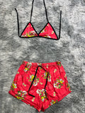 Rosita Fresita Coral Gato Y Fresas Top Con Short Brush