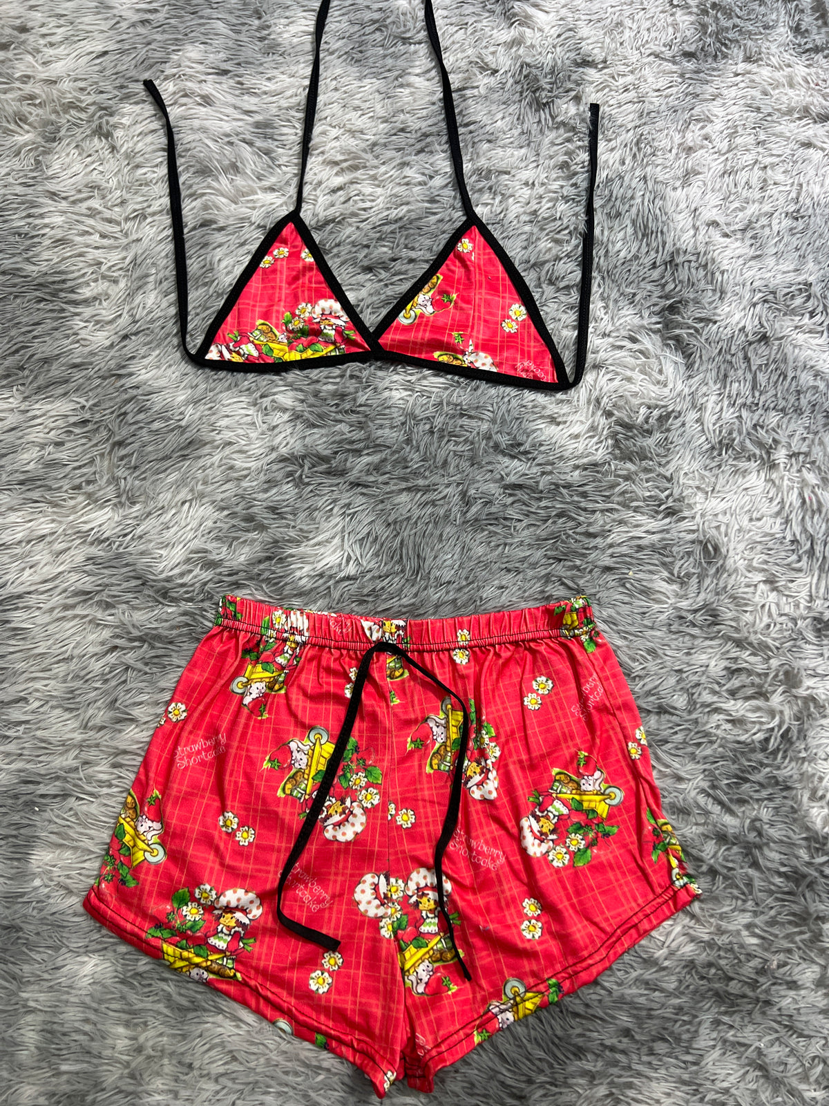 Rosita Fresita Coral Gato Y Fresas Top Con Short Brush