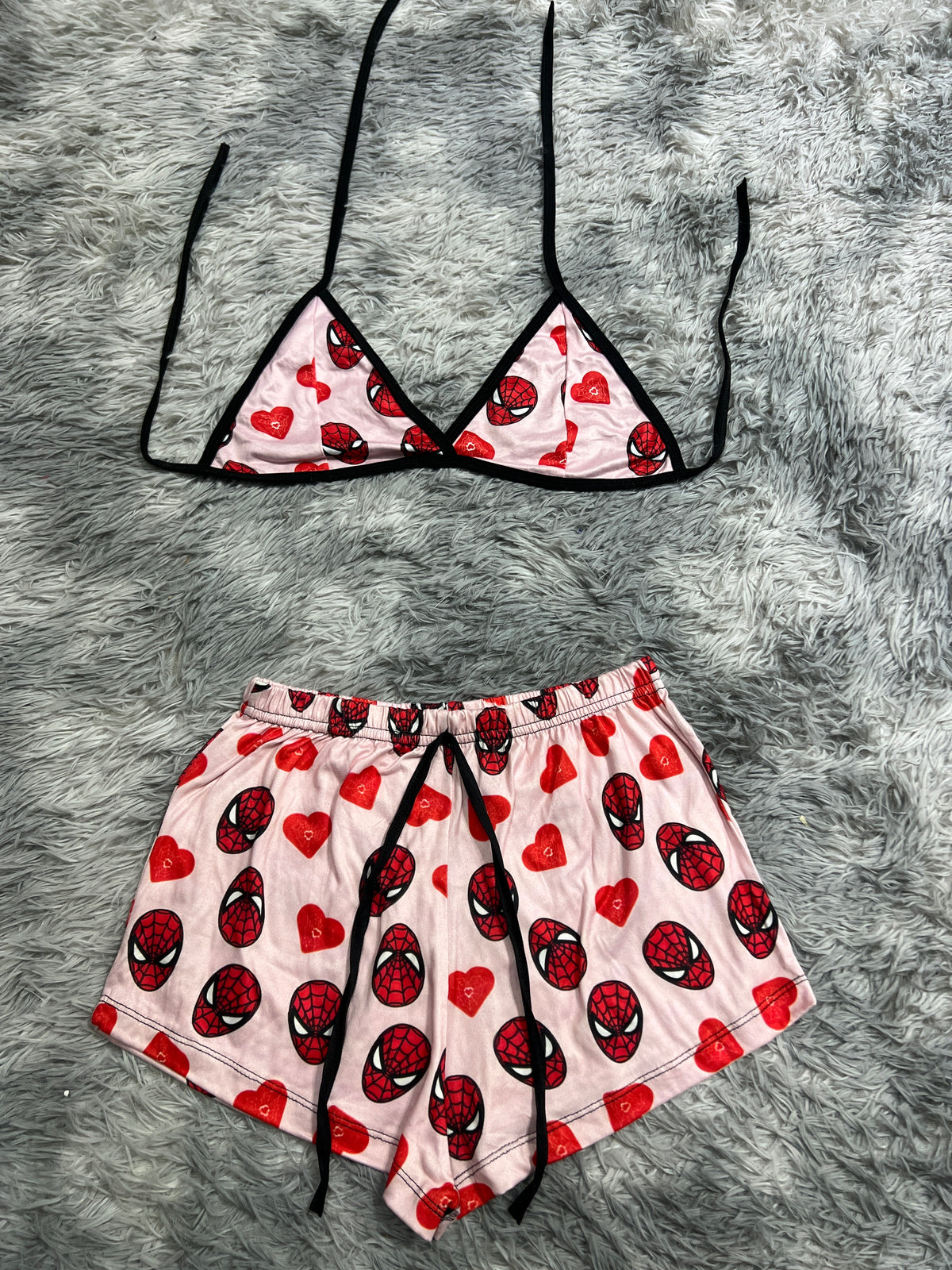 Spiderman Rosa Con Corazones Rojos Top Con Short Brush