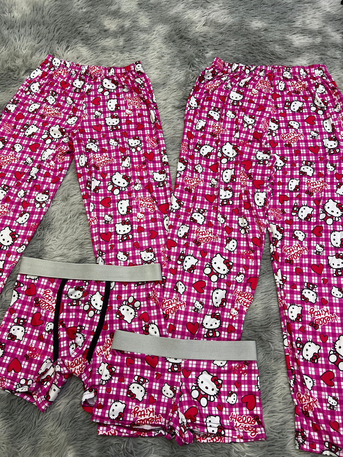 Hello Kitty Rosa Cuadros Pijama De 5 Piezas