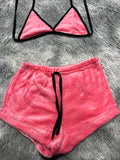 Color Rosado Top Con Short Afelpado