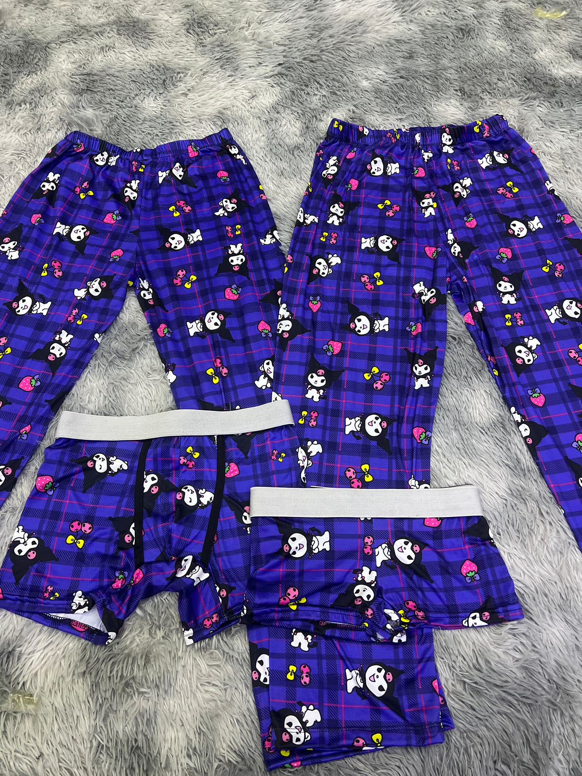 Kuromi Cuadros Morados Pijama De 5 Piezas