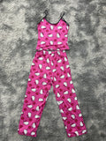 Hello Kitty Puntitos Y Flores Fondo Rosa Blusa Con Pantalón