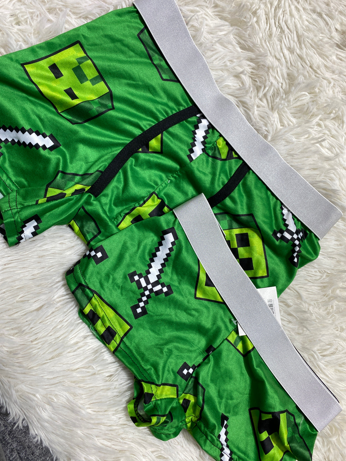 Minecraft Espadas Fondo Verde Copia Duo Con Boxer Unitalla