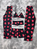 Spiderman Corazones Fondo Negro Pijama De 5 Piezas